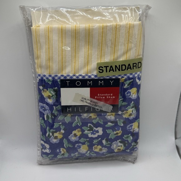 Tommy Hilfiger Standard Pillow Sham‎ Yellow Striped 2001 new In Package Cotton - Picture 1 of 9